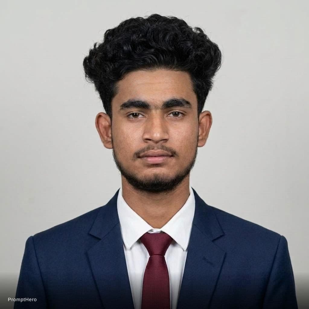 AI generated: slightly adjust the hair falling on your forehead (the curl) so it looks cleaner and more profession...