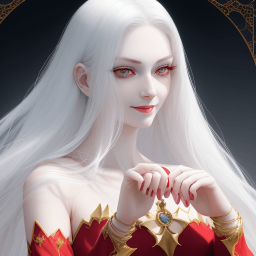 AI generated: (simple hands:0.5)+(detailed hands:0.7), (masterwork), (best quality), white hair, red eyes, orienta...