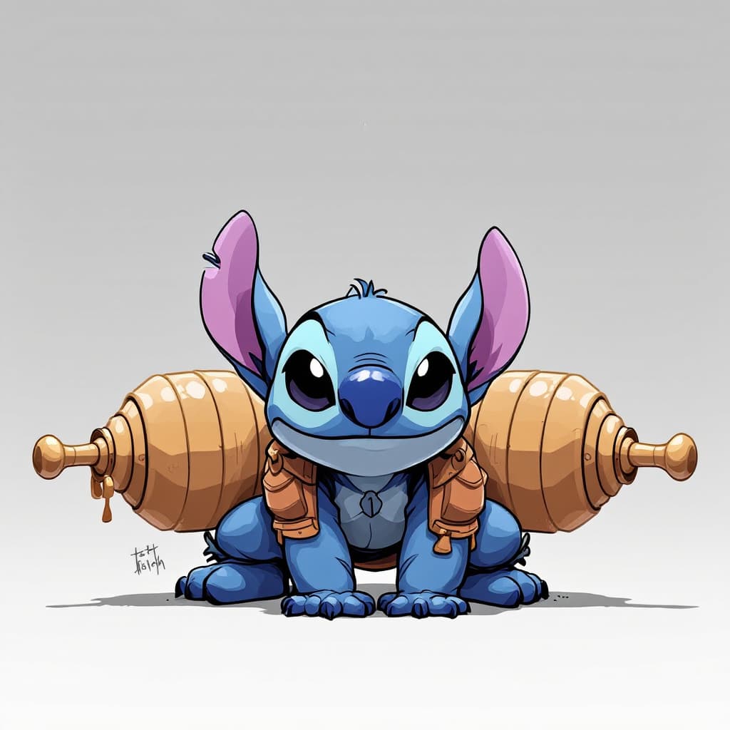 AI generated: Stitch,Squatting