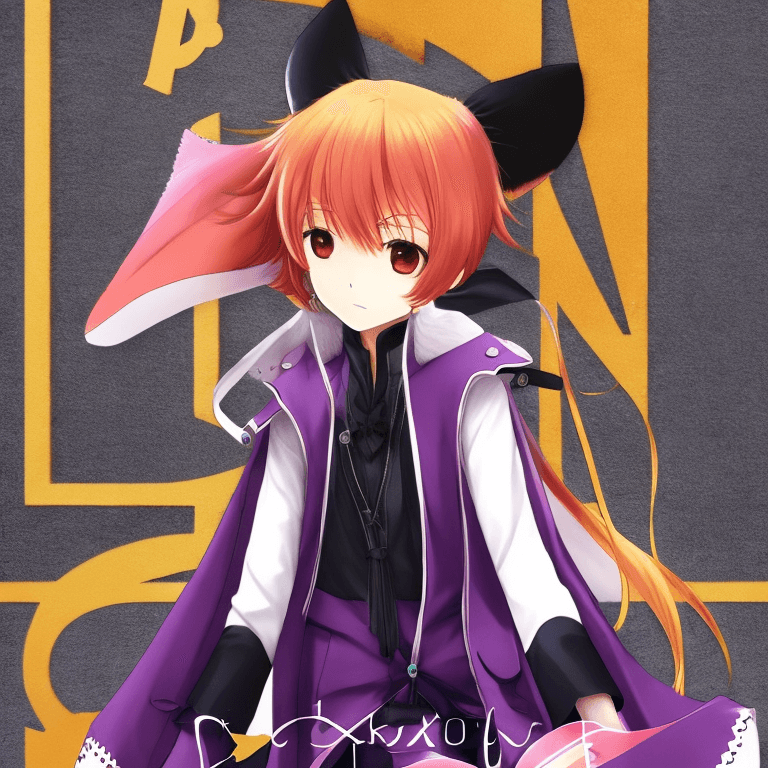 AI generated: masterpiece, best quality, 1boy, cute face, male focus, orange hair, pink coat, fox ears, black hair...