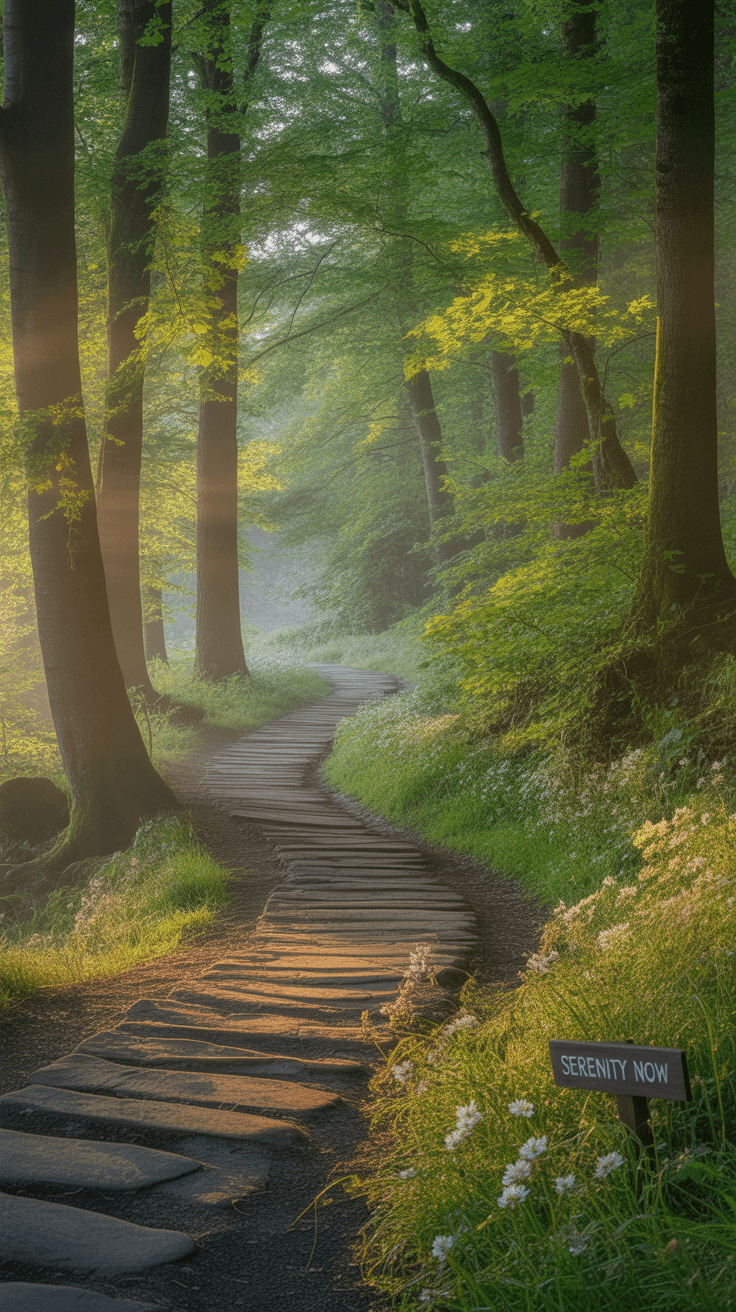 AI generated: A peaceful forest path cinematic x anime x aesthetic 