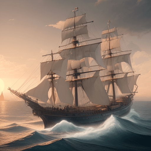 AI generated: Photo of a ultra realistic sailing ship, dramatic light, pale sunrise, cinematic lighting, battered,...