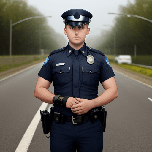 AI generated: Road police officer with cover
