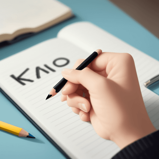 AI generated: hand holding a pencil.  The hand & pencil resemble the letter "k"