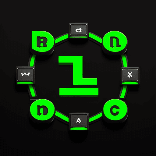 AI generated: Logo, letter L, concept, control games, colour black and green, animate 