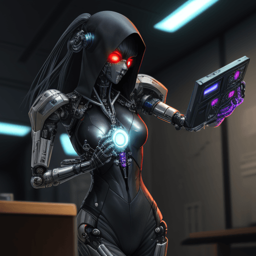 AI generated: Cybernetic assassin carrying out a hit job