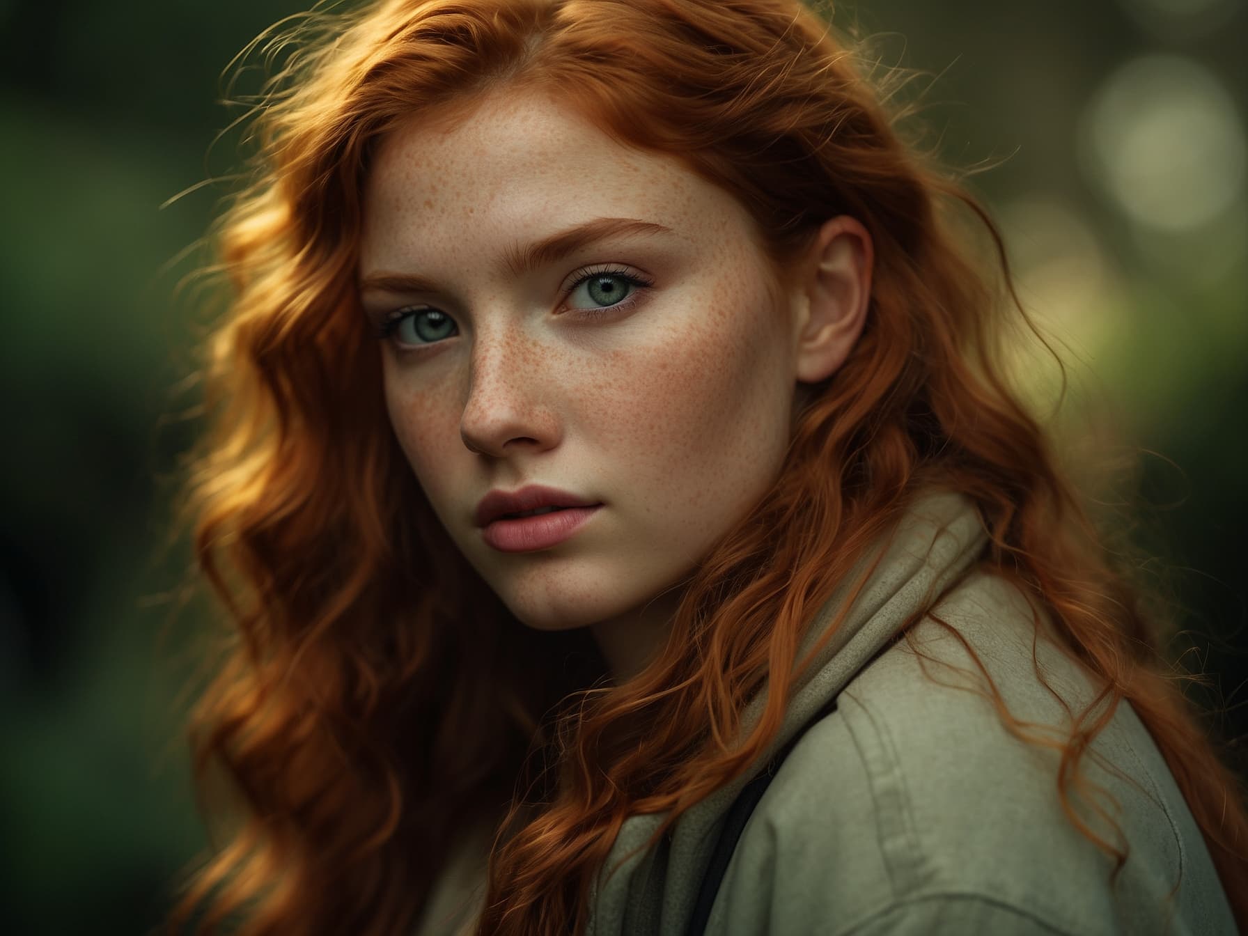 AI generated: a close up of a woman with red hair, a character portrait by Eszter Mattioni, featured on cg society...