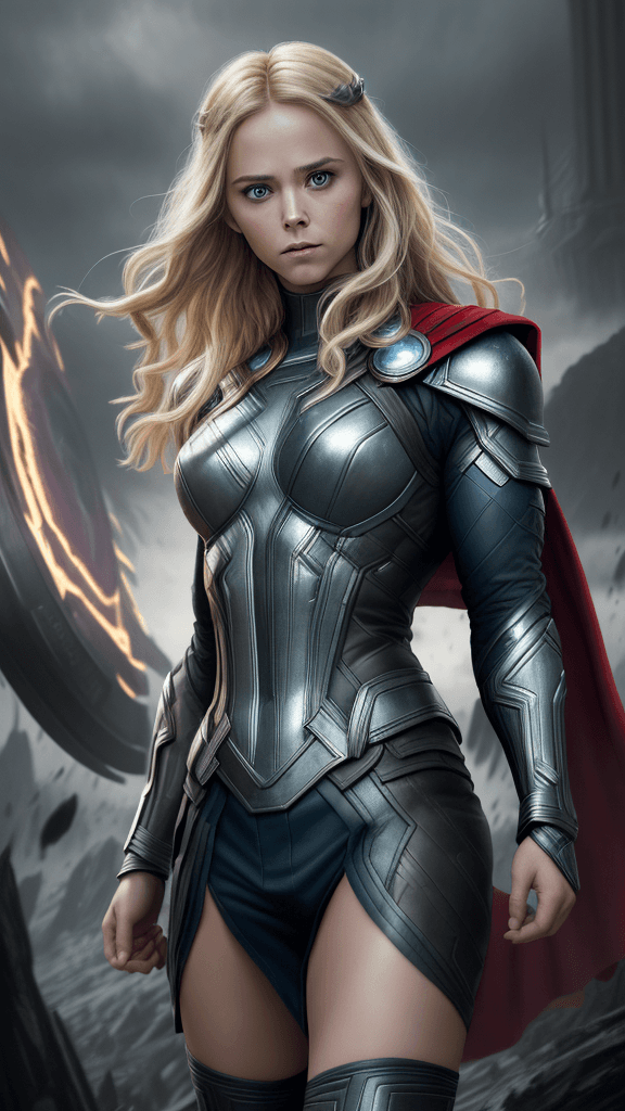 AI generated: (best quality, master:1.5) 16k HDR, Marvel Entertainment Art by, Jane Foster (AKA Thor, Valkyrie) IN...