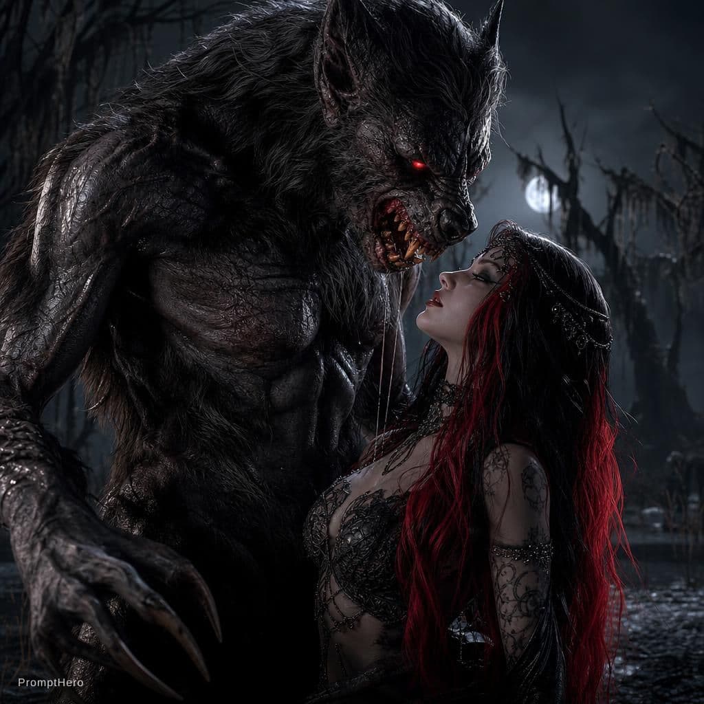AI generated: The Rougarou: A extreme nightmare version, highly detailed, advanced 3D techniques, distorted featur...