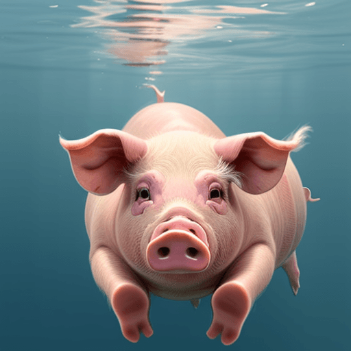 AI generated: pig on swiming
