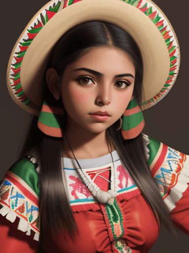 AI generated: Hyper realistic mexican girl in traditional clothing 