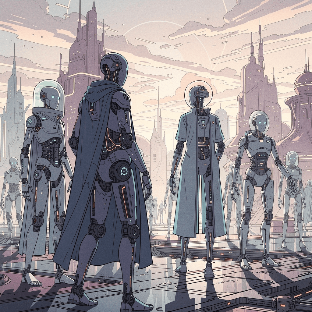 AI generated: Create various random images of futuristic strange mystical enigmatic beings which look similar to h...