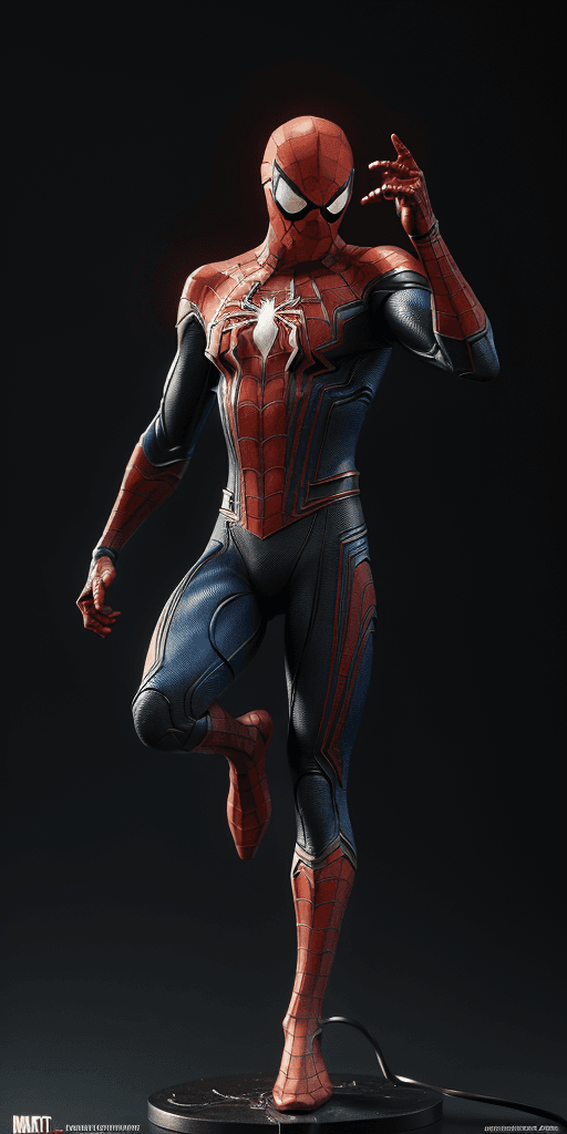 AI generated: figurine character version of Marvel's Spider-Man, glowing lights!! intricate, elegant, highly detai...