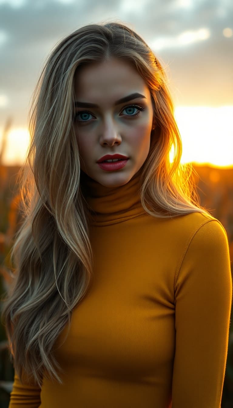 AI generated: "High resolution, head & shoulders, vertical, image, lithe supermodel, early 20's, light skin, cornf...
