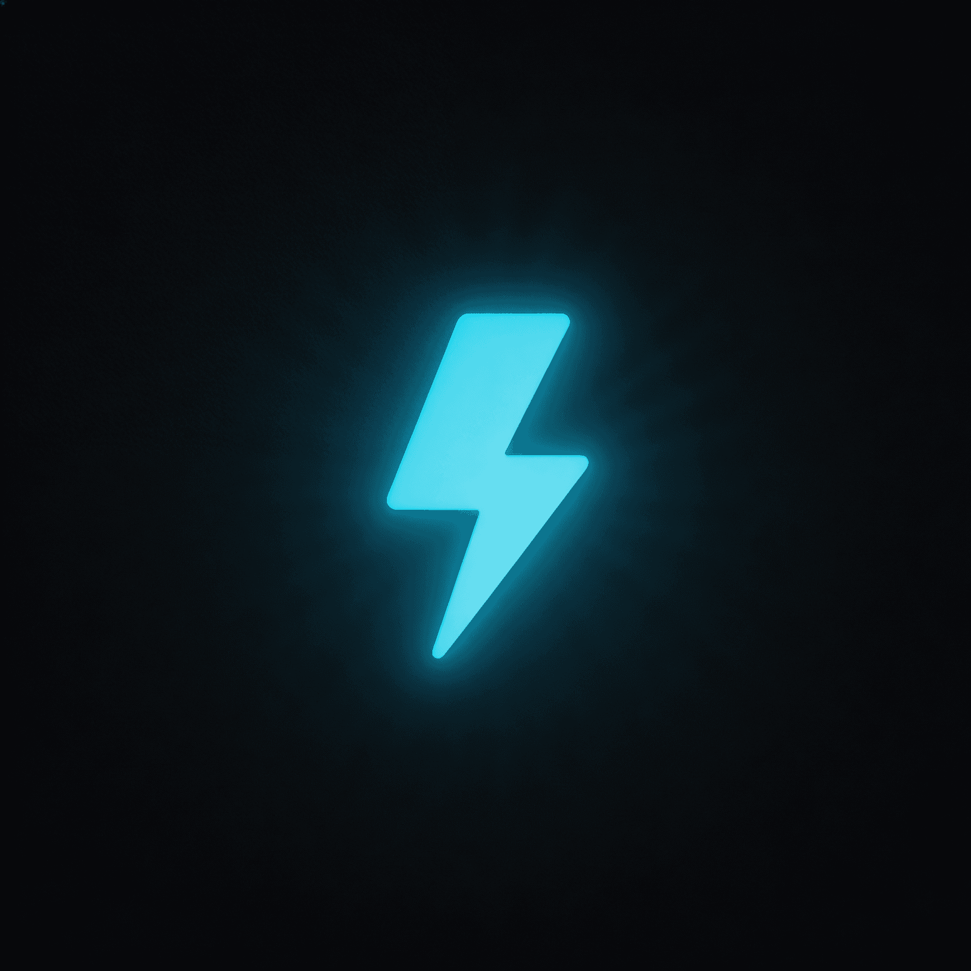 AI generated: lightning bolt icon, clean lines with soft outer glow, bright cyan #00D4FF 
color, subtle radial glo...