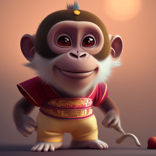 AI generated: Rerolling prompt A super cute little anthropomorphic monkey in Chinese Hanfu in pixar style,standing...