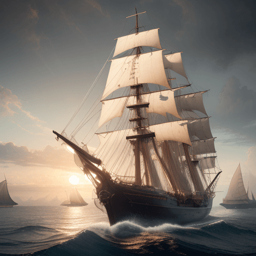 AI generated: Photo of a ultra realistic sailing ship, dramatic light, pale sunrise, cinematic lighting, battered,...