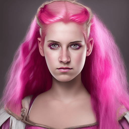 AI generated: Ultra high resolution photography of a medieval young female, named Callisto, with pink hair