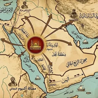 AI generated video: "A cinematic, high-detail animation of a vintage-style historical map of the Arabian Peninsula. The ...