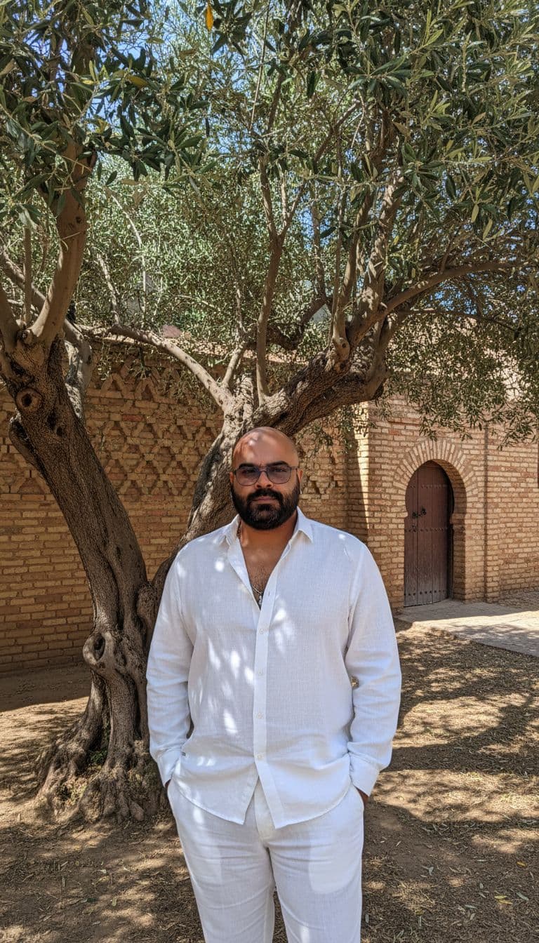 AI generated: Subject: Image uploaded under an Algerian tree near a red brick dwelling.
Description: A candid and...