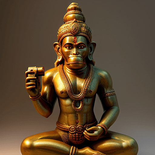 AI generated: Generates an image of a statue of a lord hanuman holding a camera. 
