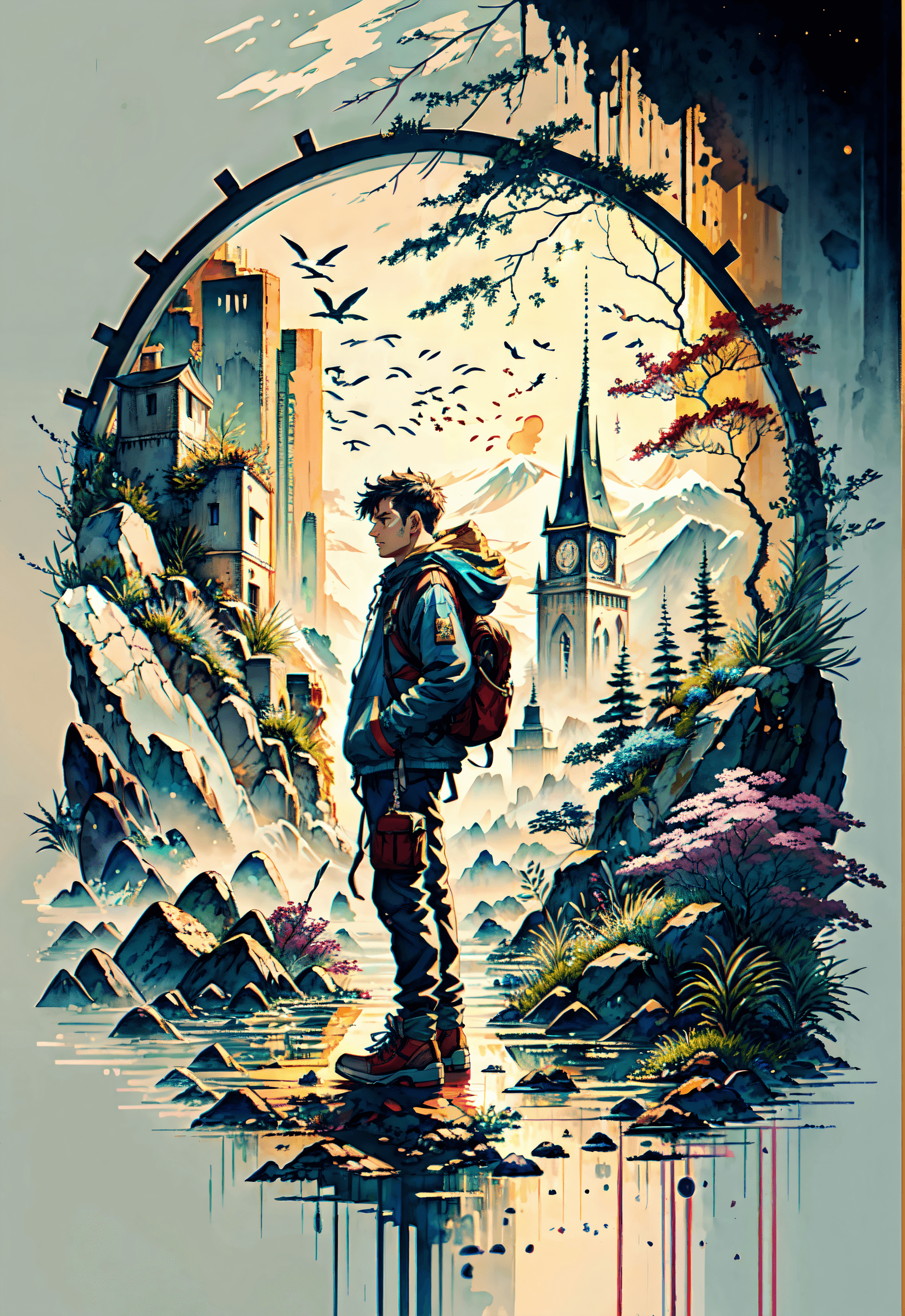 AI generated: style of John Blanche, (masterpiece, best quality, extreme detail:1.2) , Award Winning Illustration,...