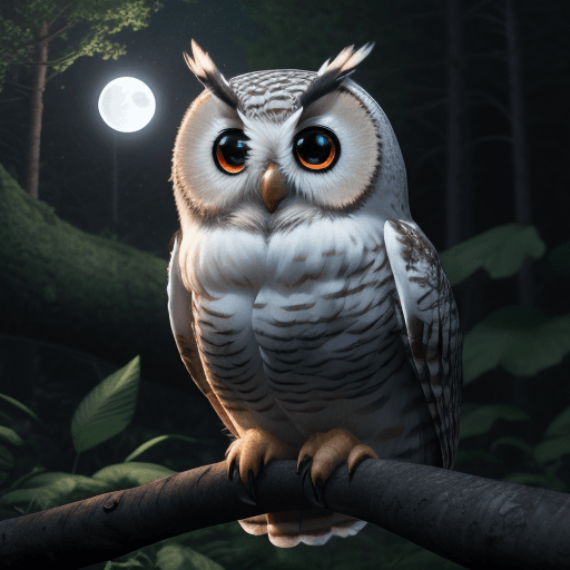 AI generated: fluffy owl sitting in the trees looking at camera, beautiful background, forest, octane render, nigh...