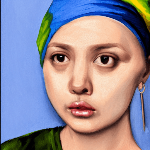 AI generated: hyper realistic girl with a pearl earring with a single tear running down her face  looking sad up c...