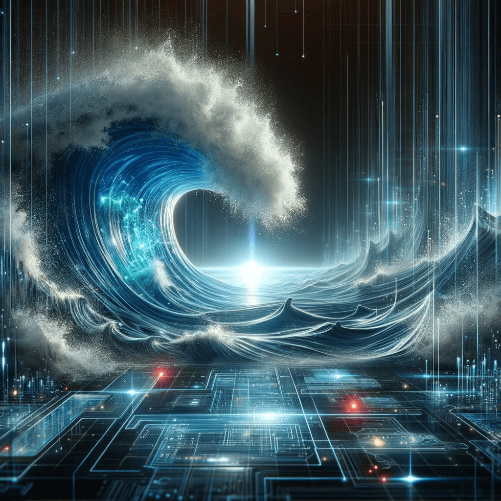 AI generated: A visually captivating scene depicting an overwhelming wave washing over a screen, symbolizing the p...