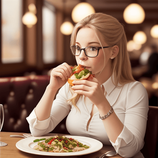 AI generated: Give me a picture for an advertising campaign of a classy clothes pig dining in a restaurant eating ...
