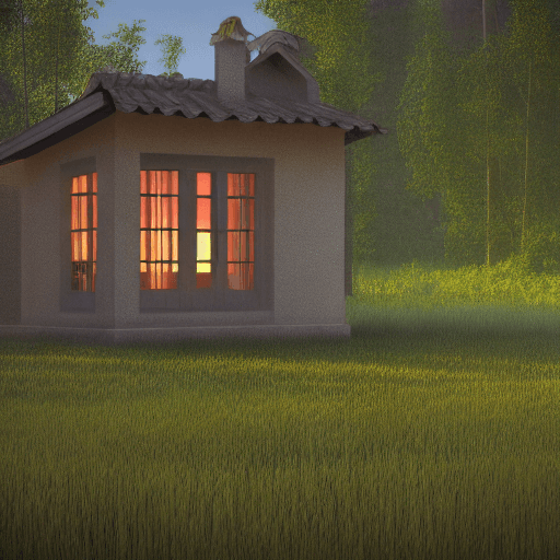 AI generated: a realistic photo, of a house, where walls are made of windows, in Balineses style, at sunset in the...