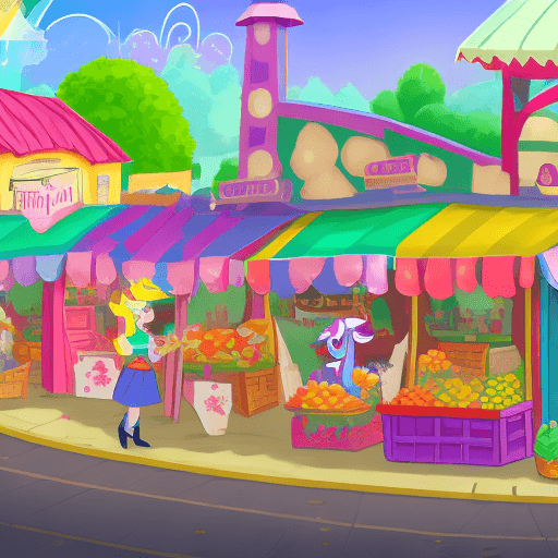 AI generated: Transport yourself to the lively town of Ponyville, the vibrant hub of friendship and community. Vis...