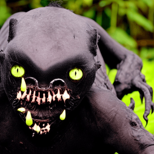 AI generated: Horror black creature,scary animal,sore face,