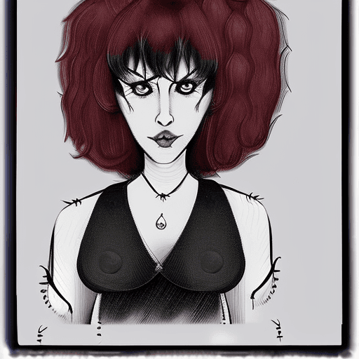 AI generated: A rough pencil sketch of a cartoon character spiky hair and crazy eyes, in the style of Tim Burton  ...