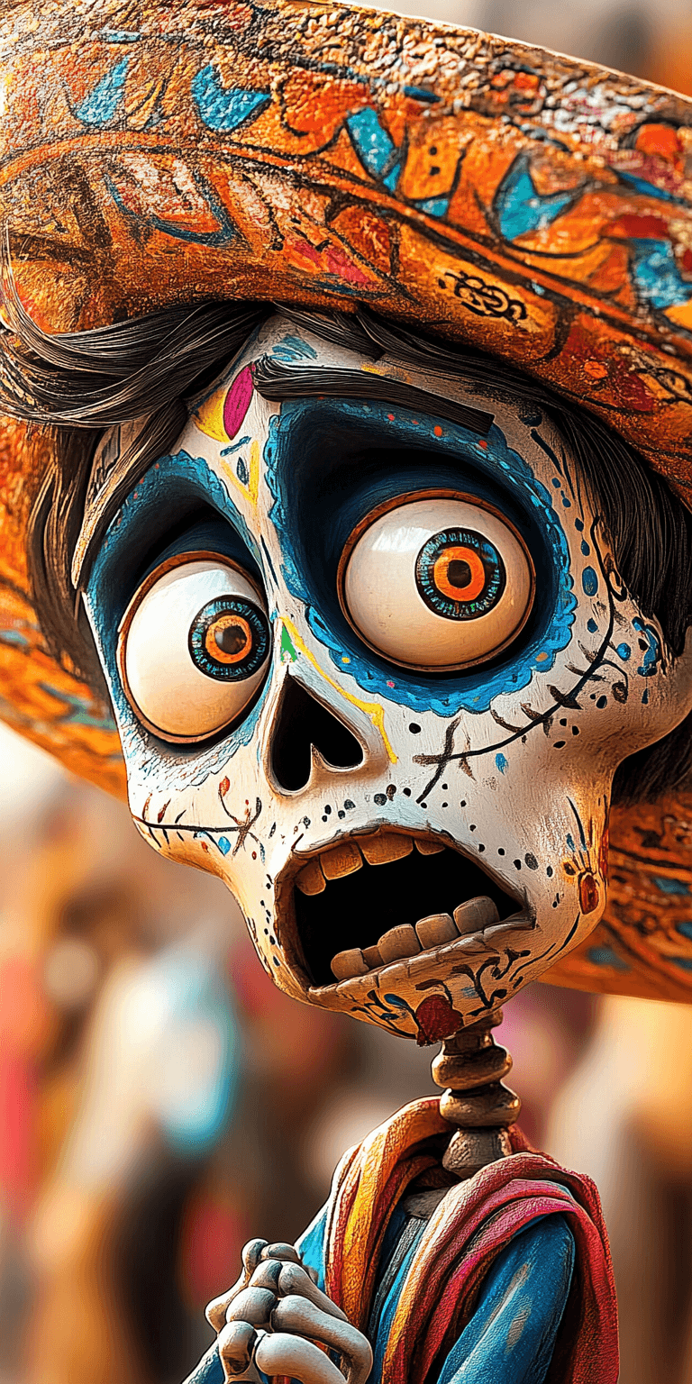 AI generated: day of the dead, in the style of Unreal Engine 5, caricature-like illustrations, exaggerated facial ...