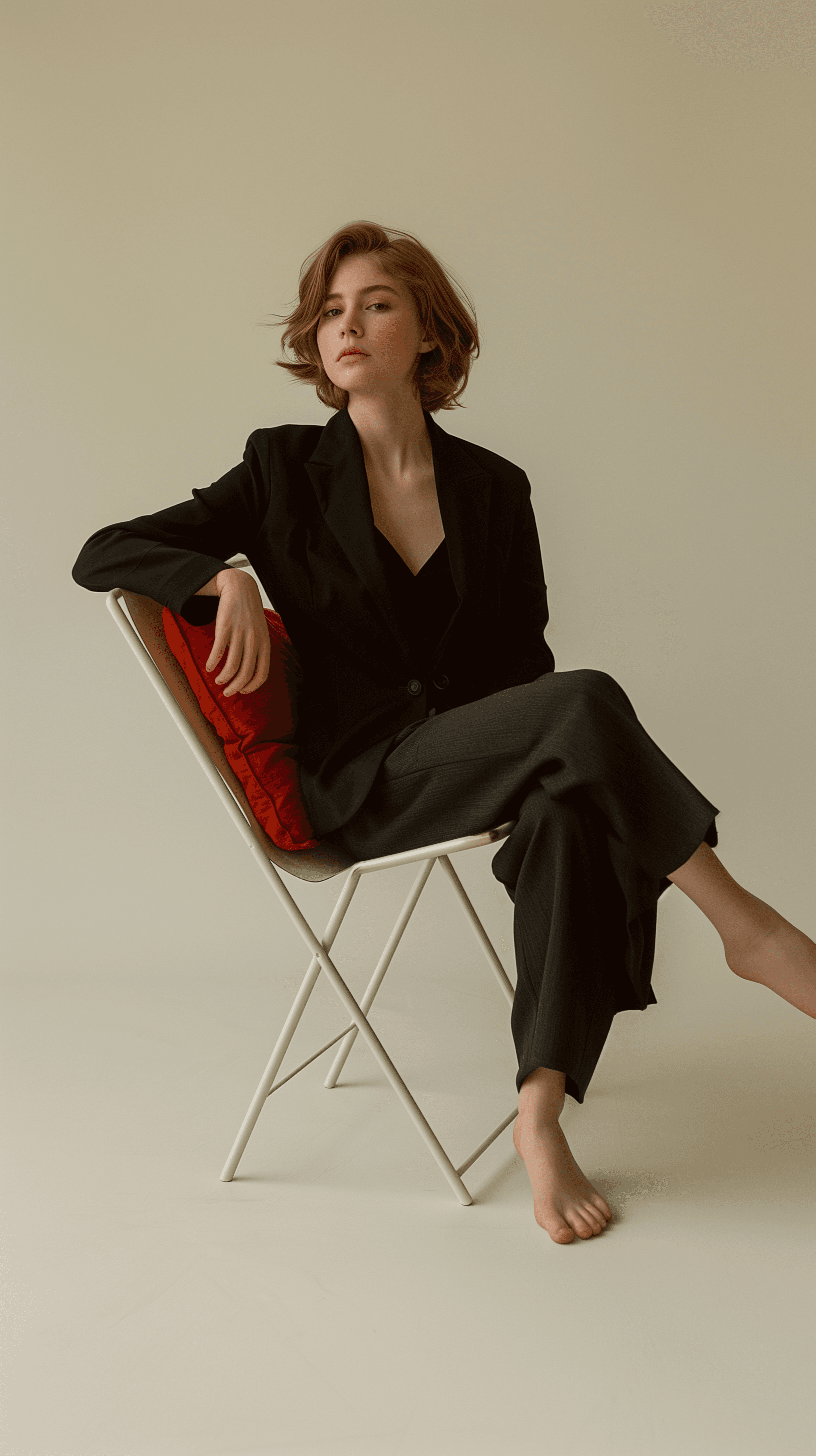 AI generated: create an image of a sophisticated and artistic photoshoot in a minimalist setting, high resolution,...