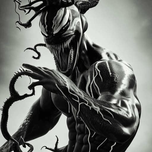 AI generated: Venom:: highly detailed, hyper realistic, photographic, wide angle lens:: in the style of Richard Av...