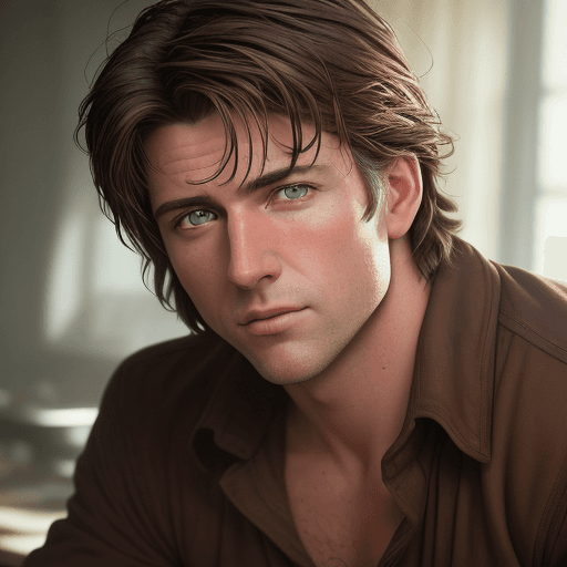 AI generated: Troy Garity, the American actor, is portrayed in a professional HDR photograph by Annie Leibovitz. H...