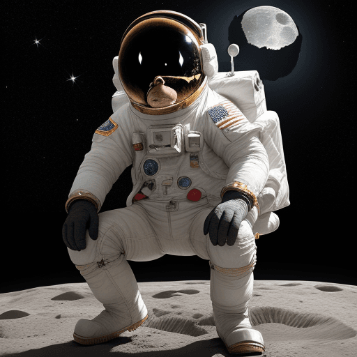AI generated: CHIMPANCE ASTRONAUTA CON SU TRAJE SOBRE LA MOON 