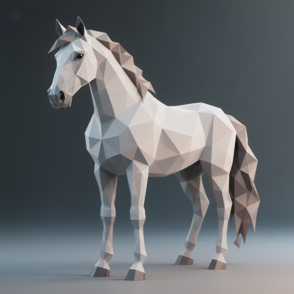 AI generated: low-poly elegant horse with no background