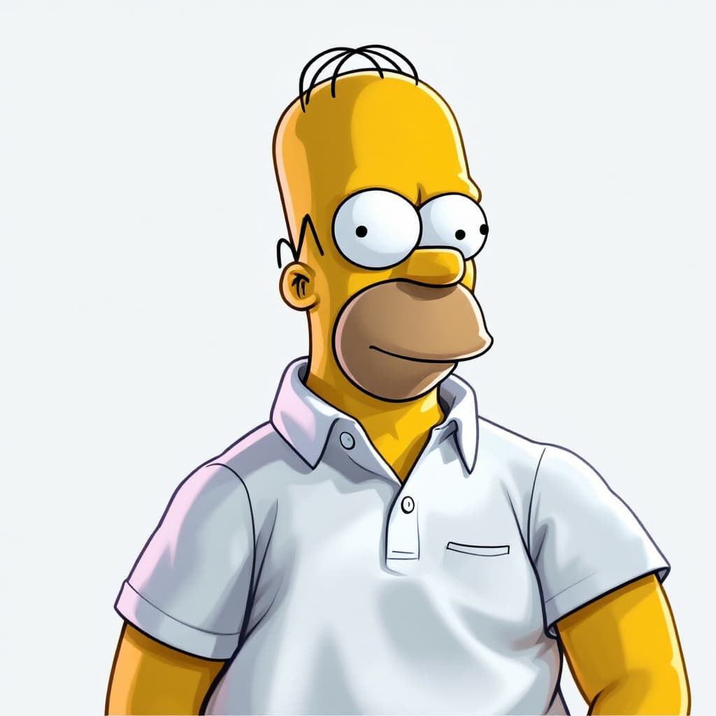 AI generated: homer Simpsons Orginal Portrait Charakter 
White Poloshirt 