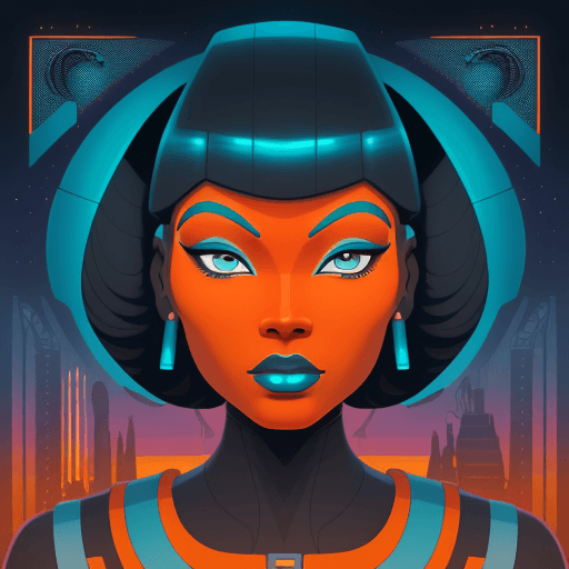AI generated: female face, in the style of afrofuturism, george callaghan, engineering/construction and design, po...