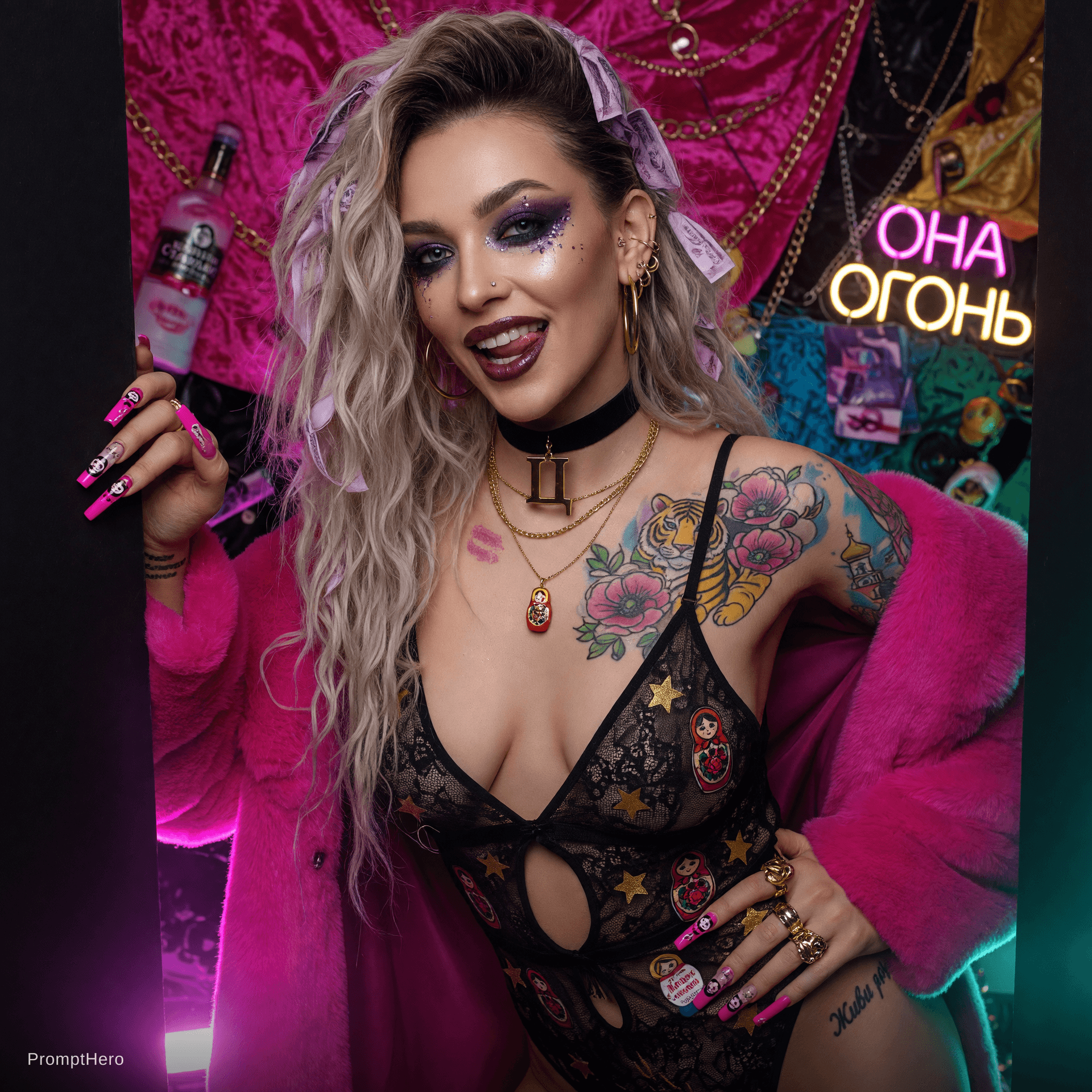 AI generated: quiero crear unba imagen de una modelo rusa muy extrovertida sexi exotica sexi 