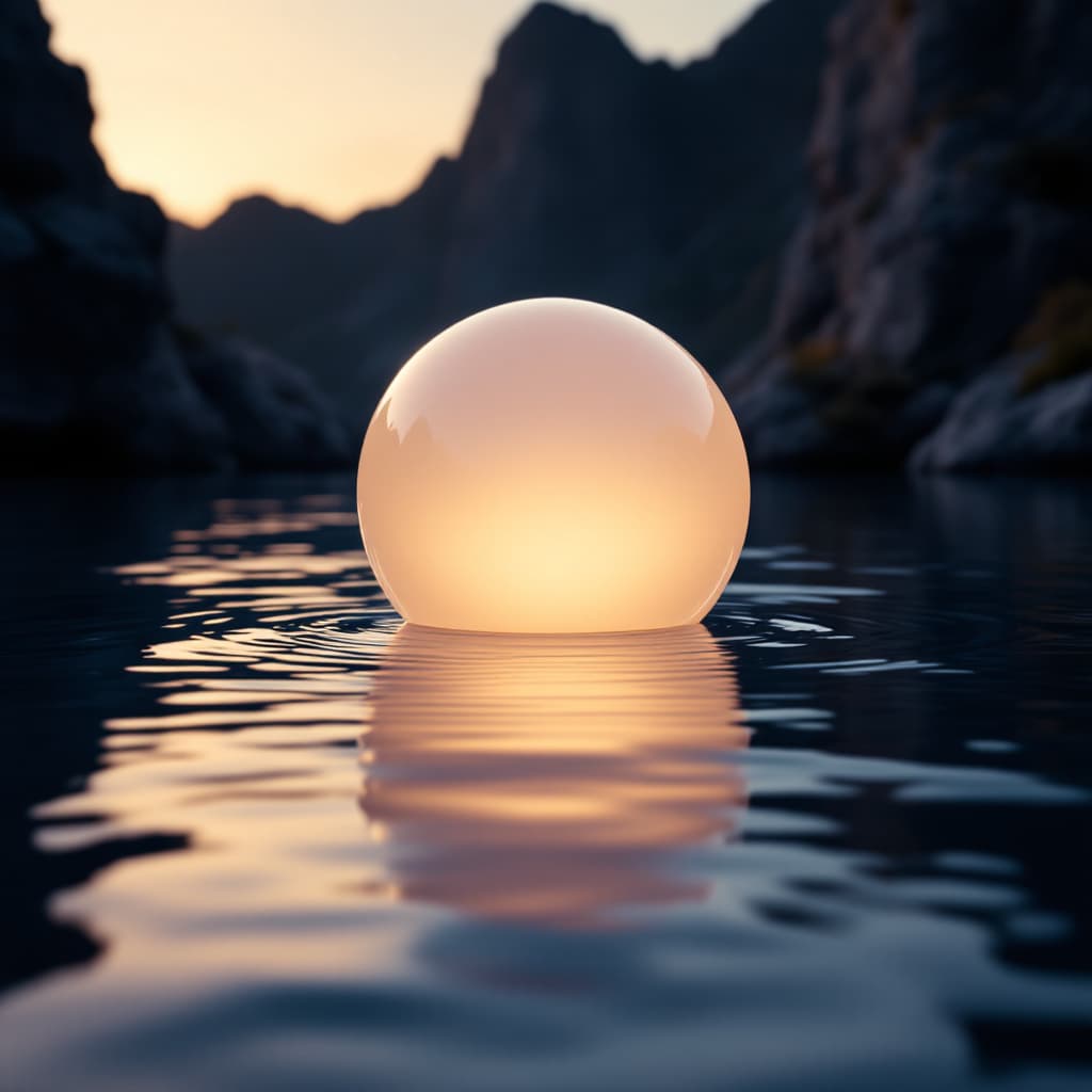 AI generated: Subject: Glowing orb floating on water

(Subject Description): A large, glowing orb floating on the ...