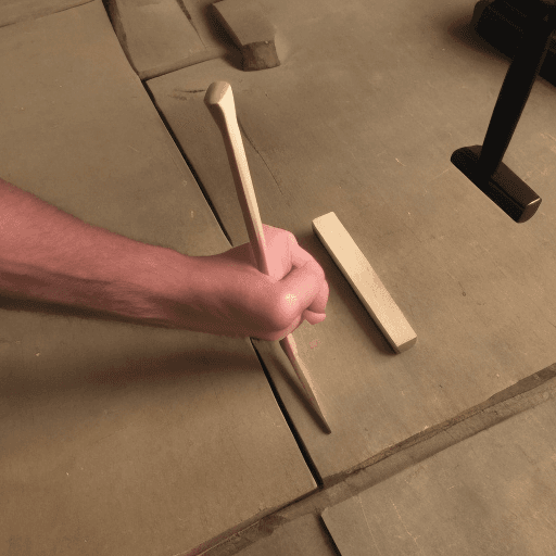 AI generated: Hammering round peg into square hole 