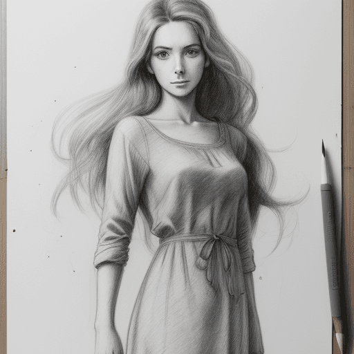 AI generated: (Pencil_Sketch:1. 2), messy lines, greyscale, traditional media, 1970s style sketch, woman, looking ...