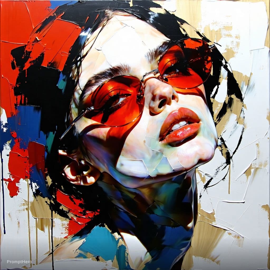 AI generated: oil painting of a fashion model, heavy strokes, textured, by kaethe butcher, greg tocchini, hajime s...