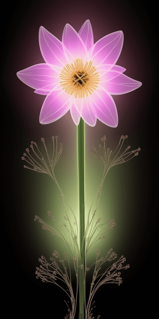 AI generated: divine complex binary code  transparent ones and zeros  take the form of a flowers