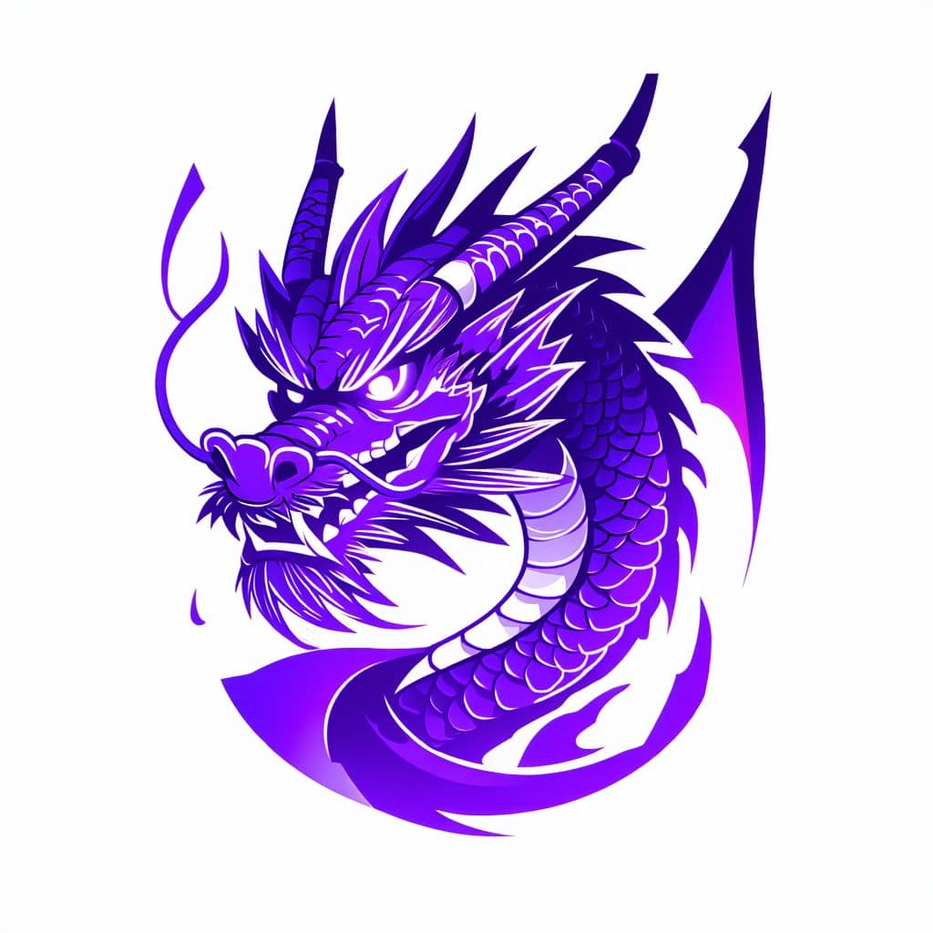 AI generated: a brandmark logo design of a purple dragon for a twitch streamer B.Sinclair