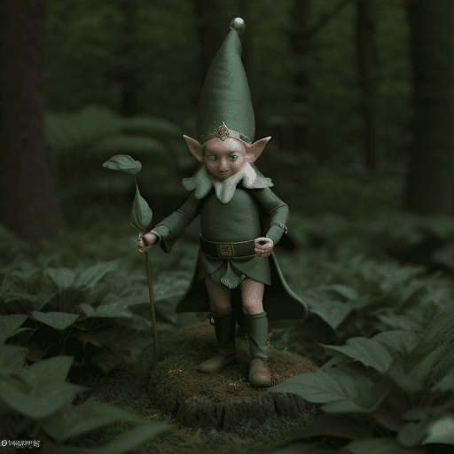 AI generated: A Royal Supreme Elf,in a cloudy dark-green forest,among bluish bushes,realistic photo,8k.
